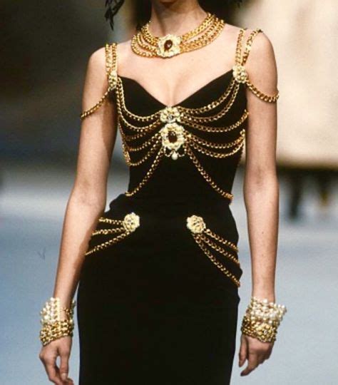 versace 90s gold chain dress|vintage Versace lbd.